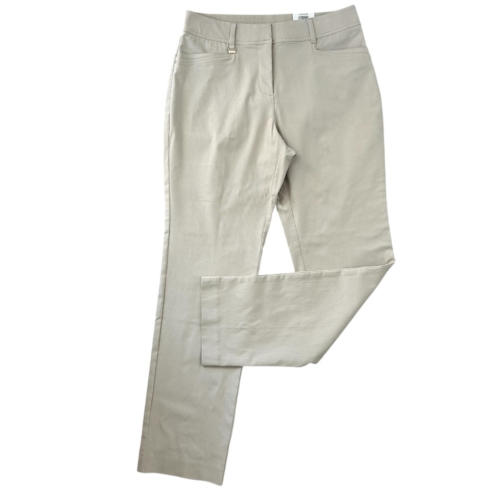 JM COLLECTION NWT! Women’s Straight Leg Pants Curvy TummyControl Neutral Sand 10